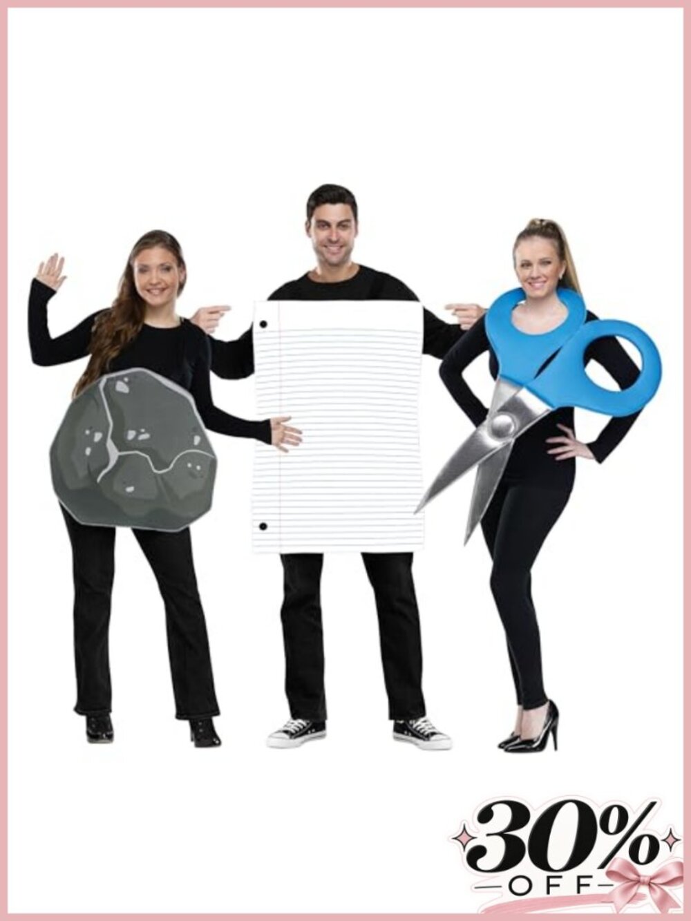 Rock Paper Scissors Halloween Costume Set 3pc Adult Standard
